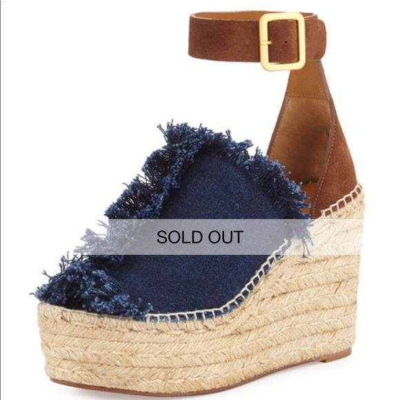 Chloe denim wedge. Sold out EVERYWHERE - Picture 3 of 6